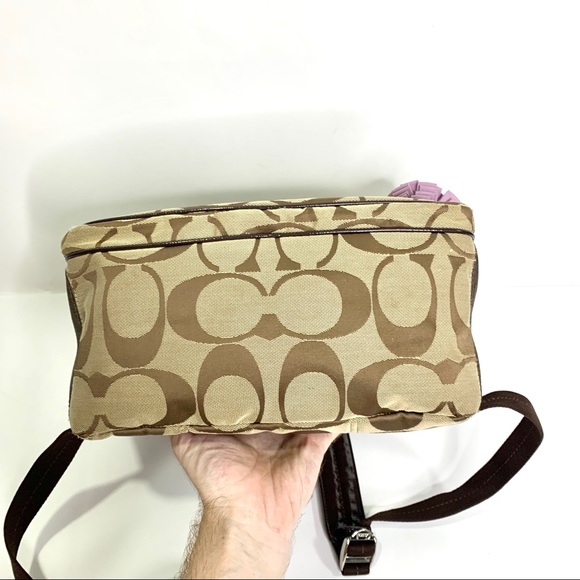 SOLD Coach Signature Brown Beige Canvas Backpack - Picture 8 of 13